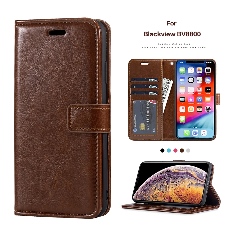 Pu Leather Flip Case For Blackview Bv8800 Card Holder Silicone Photo Frame Case Wallet Cover For Blackview Bv8800 Business Case