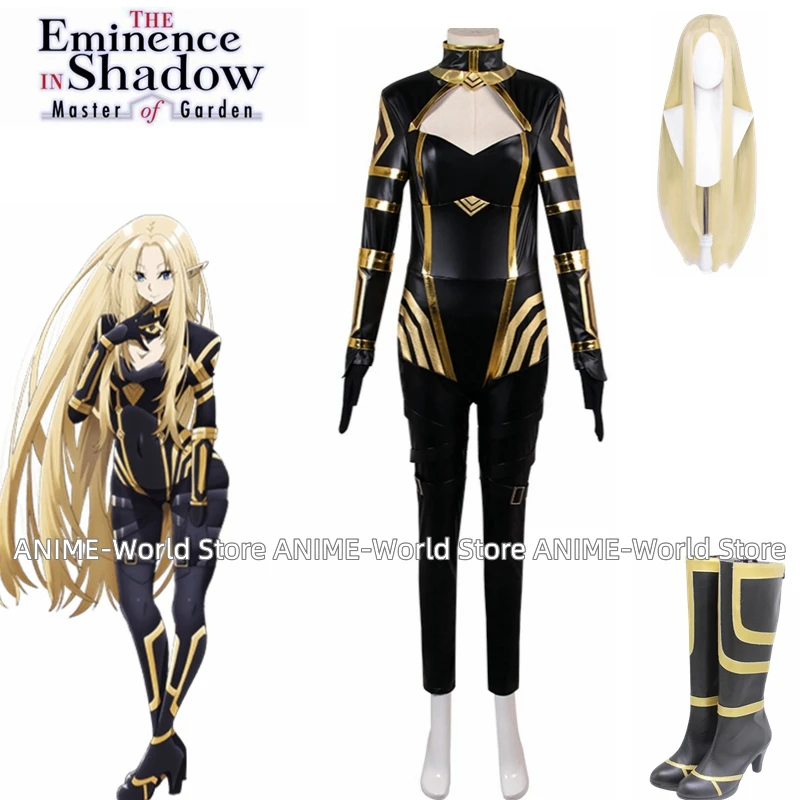 Anime The Eminence In Shadow Alpha Cosplay Costume Uniforme Parrucca Scarpe Shadow Garden Seven Shadows Donna Halloween