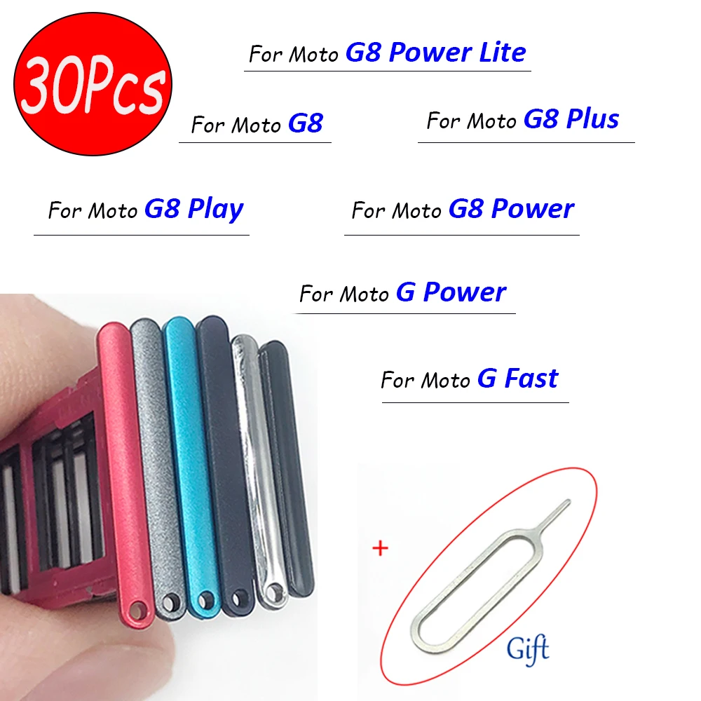 30 Pz, Nuovo Originale Per Moto G8 Power Lite Plus Play / G Fast / G Power Sim Card Vassoio Chip Slot Holder Accessori Adattatore + Pin