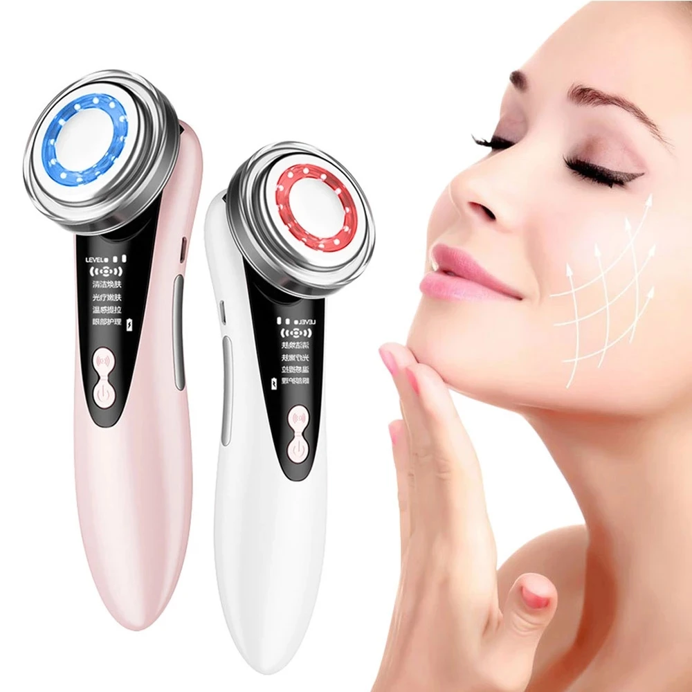 Led Photon Beauty Instrument Sonic Ion Anti Aging Skin Rejuvenation Massaggiatore Facciale Elettrico Lifting Stringere Lo Strumento Per La Cura Della 