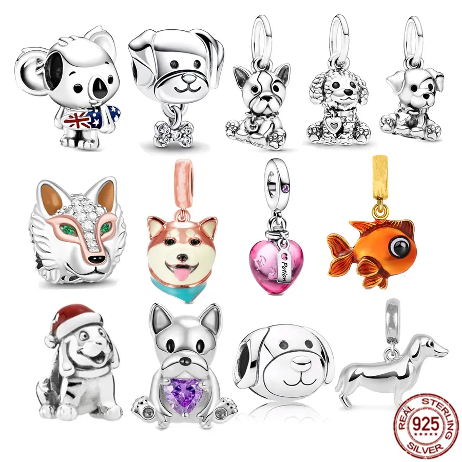 Adorabile Labrador Dalmata Cane Topolino Lupo Argento 925 Ciondolo Charm Bead Fit Originale Pandora Collana Braccialetto Gioielli Fai Da Te