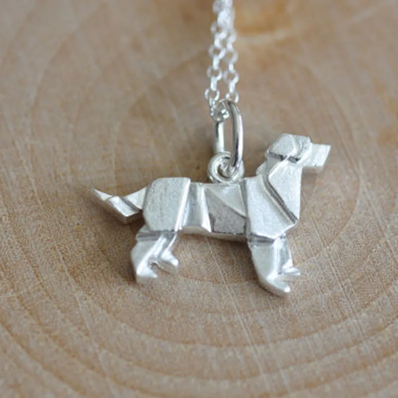 Labrador Retriever Origami Collana In Argento Golden Retriever Pendente Di Fascino
