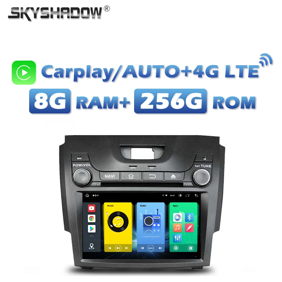 720P Sim Car Dvd Player Carplay Auto Android 13.0 8G + 256G Wifi Bluetooth Radio Gps Per Chevrolet Colorado S10 Isuzu D-Max Mu-X