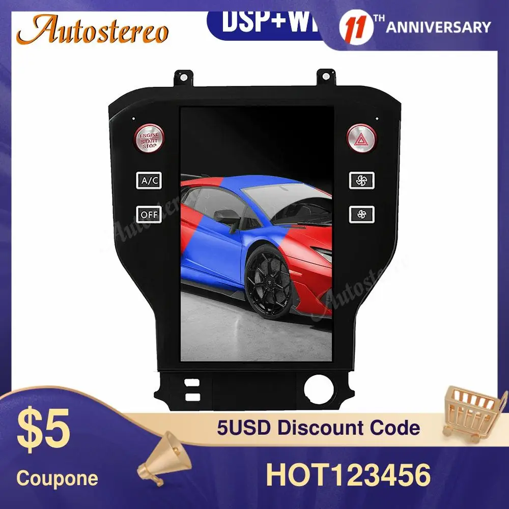 Per Ford Mustang 2015-2019 4G Sim Tesla Style Android 9 Navigazione Gps Per Auto Unità Principale Stereo Lettore Multimediale Radio Registratore A Nas
