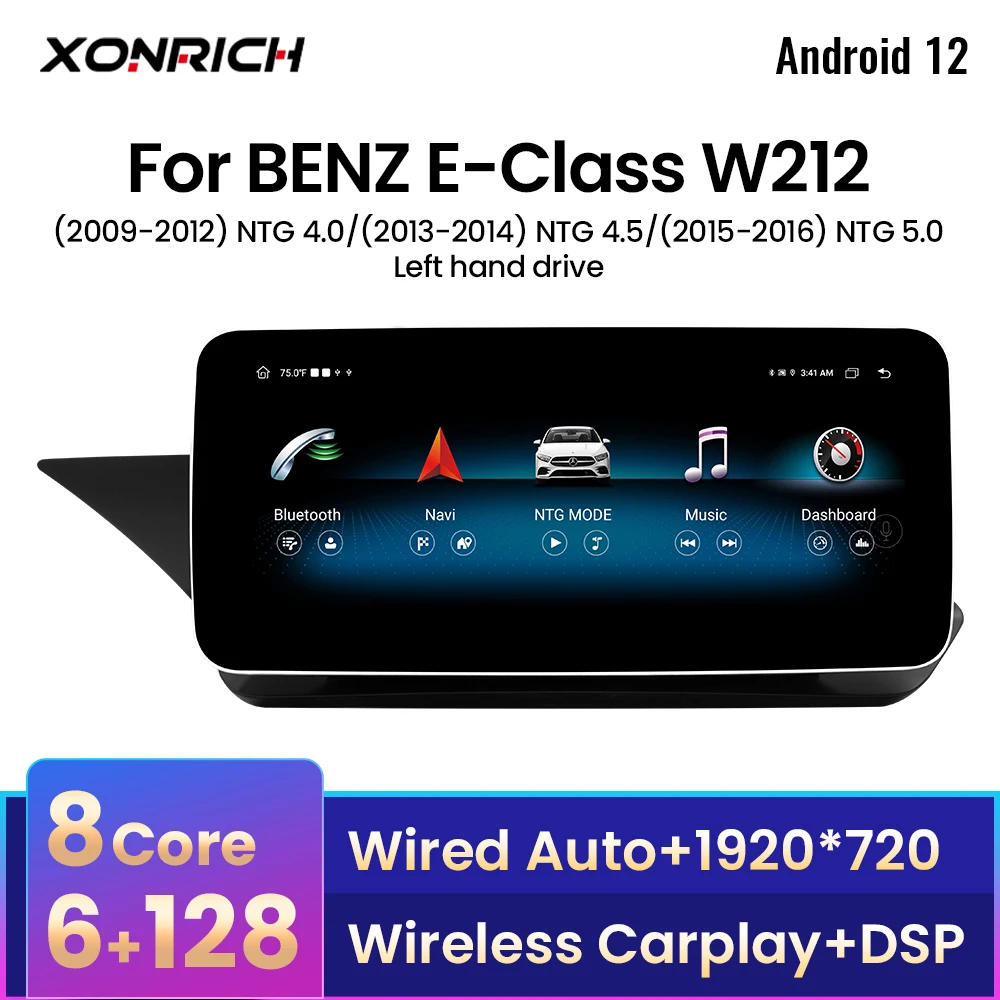 10.25 Touch Screen Gps Radio Per Mercedes W212 2009-2016 Sistema Android 13 Wifi Sim Hd 1920*720P Carplay Auto Multimedia Player