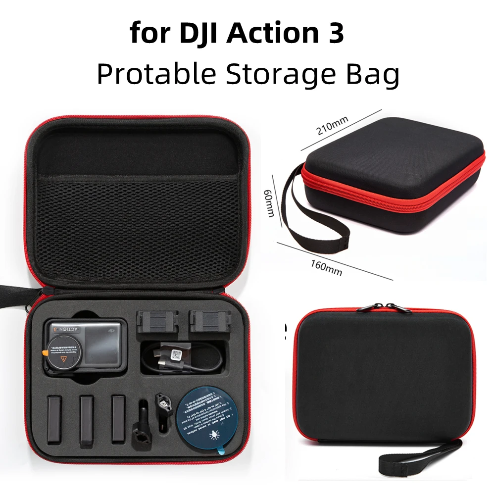 Per Dji Action 3 Storage Bag Action Camera Clutch Portatile Indossabile Nero Per Dji Action 3 Case