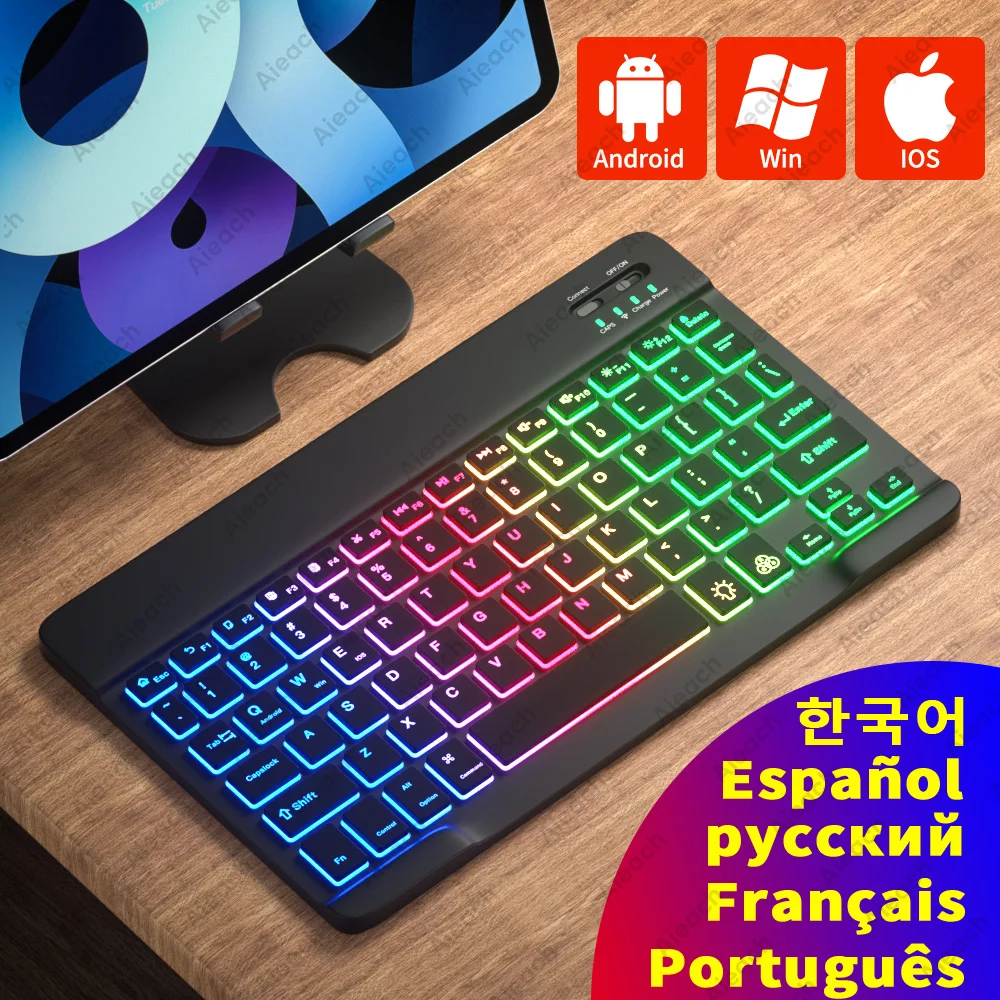 Per Tastiera Ipad Tastiera Wireless Retroilluminata Compatibile Con Bluetooth Per Samsung Xiaomi Huawei Tastiera Per Tablet Portatile Apple Phone