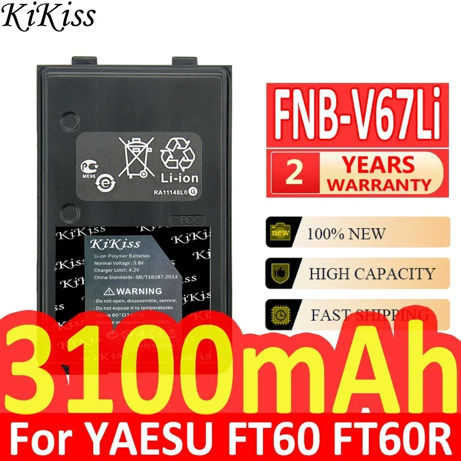 Batteria Kikiss 3100Mah Fnb-V67Li Per Yaesu Ft60 Ft60R Ft60R Vx110 Vx120 Vx146 Vx150 Vx160 Vx180 Vxa120 Vx-A200 Ft60 Ft-60R
