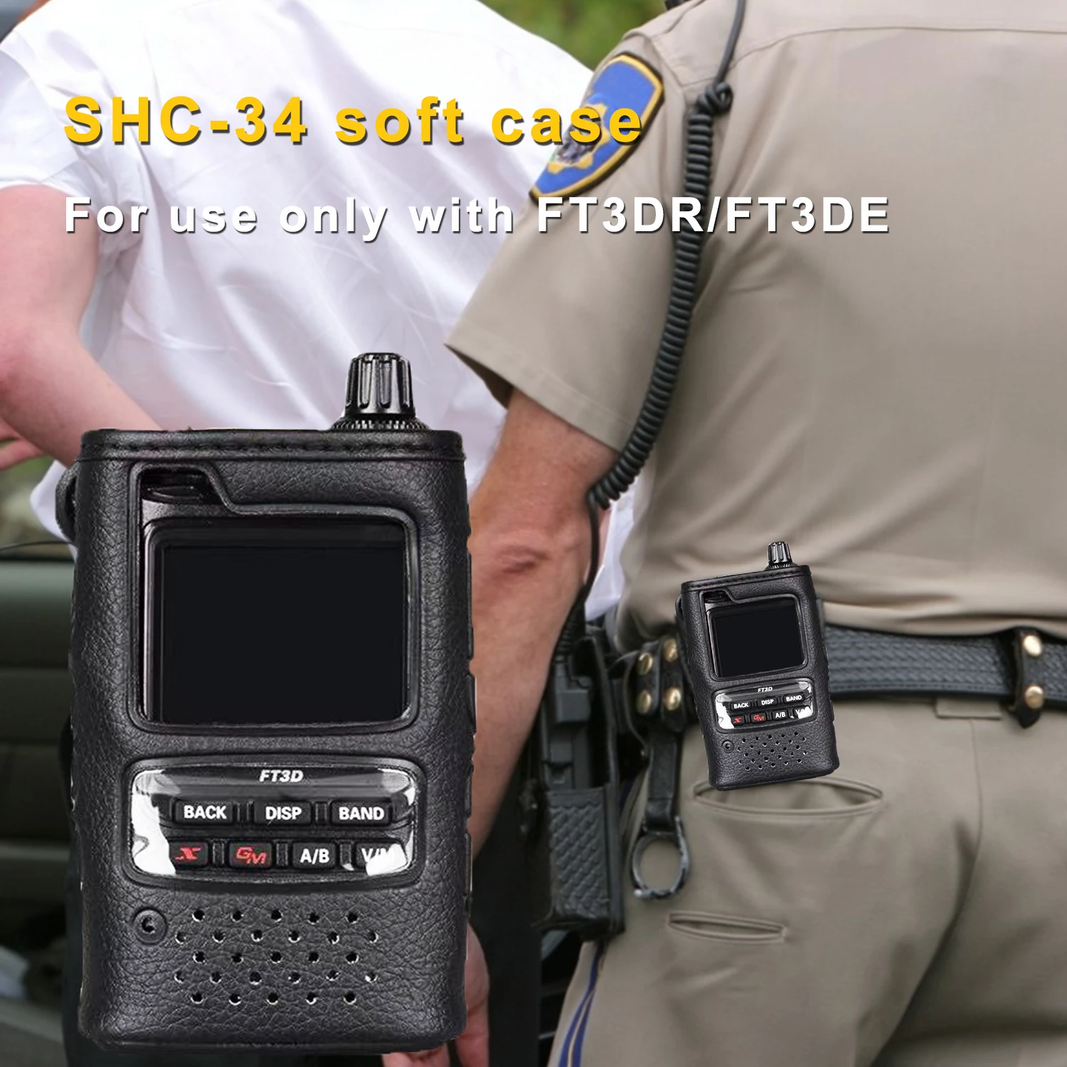 Borsa Protettiva Originale Del Supporto Della Cassa Del Cuoio Molle Del Walkie-Talkie Di Shc-34 Per La Radio Bidirezionale Handhled Ft-3De/Ft-3Dr Di Y