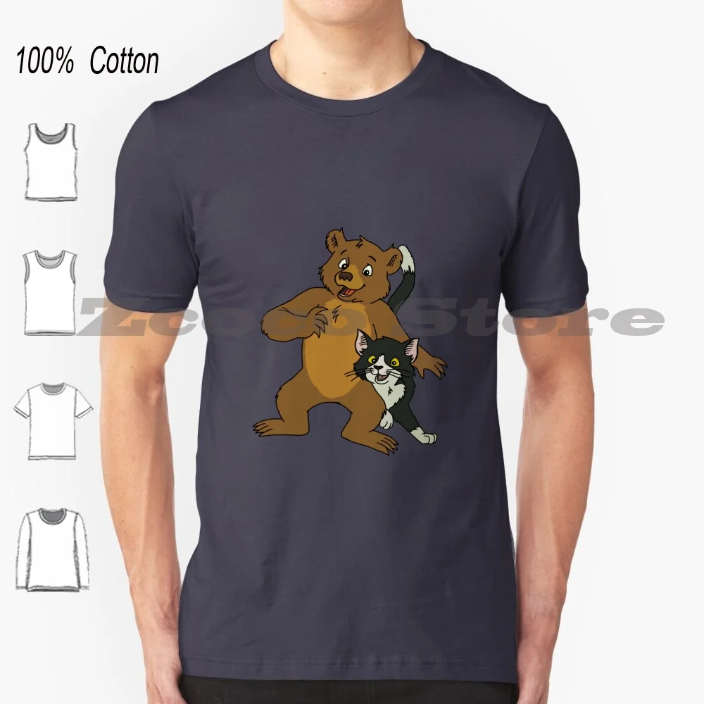 Maglietta Little Bear And Cat Art 100% Cotone Confortevole Sendak Nostalgia Kid Show Tv Song 1990S 90S 2000S Gen Z