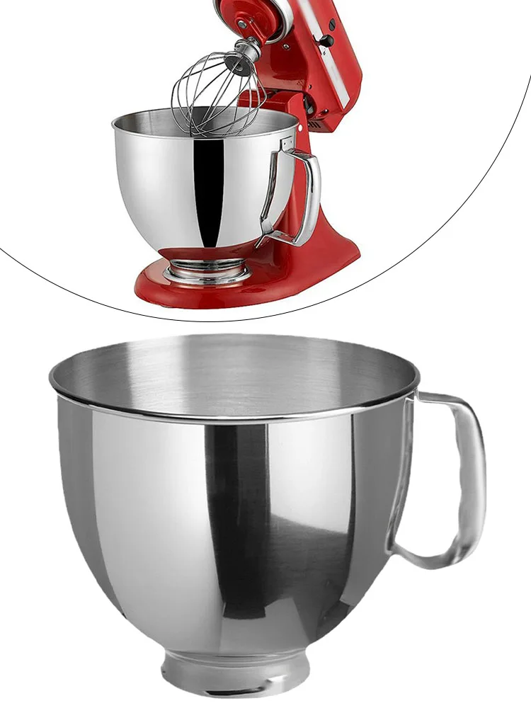 Ciotola Di Miscelazione Premium In Acciaio Inossidabile Per Robot Da Cucina Robot Da Cucina 4.5Qt/5Qt Testa Del Titolo Mixer Per K45Ss, Ksm75 Ksm150 K
