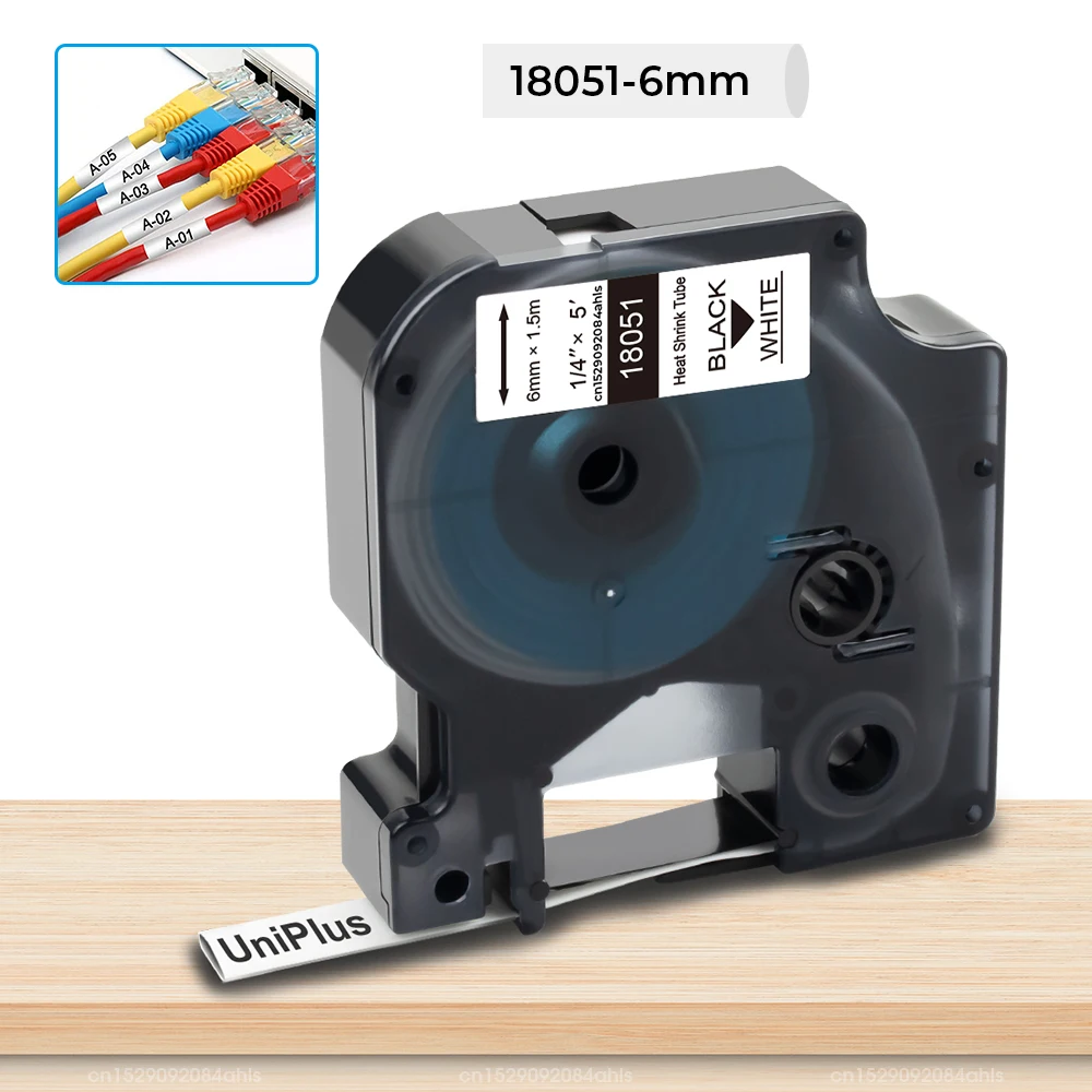 Il Nastro Termoretraibile Da 6Mm Sostituisce Il Tubo Termoretraibile Dymo Rhino 18051 Bianco Per Dymo D1 Tape Dymo Label Printer 6000 4200 5000