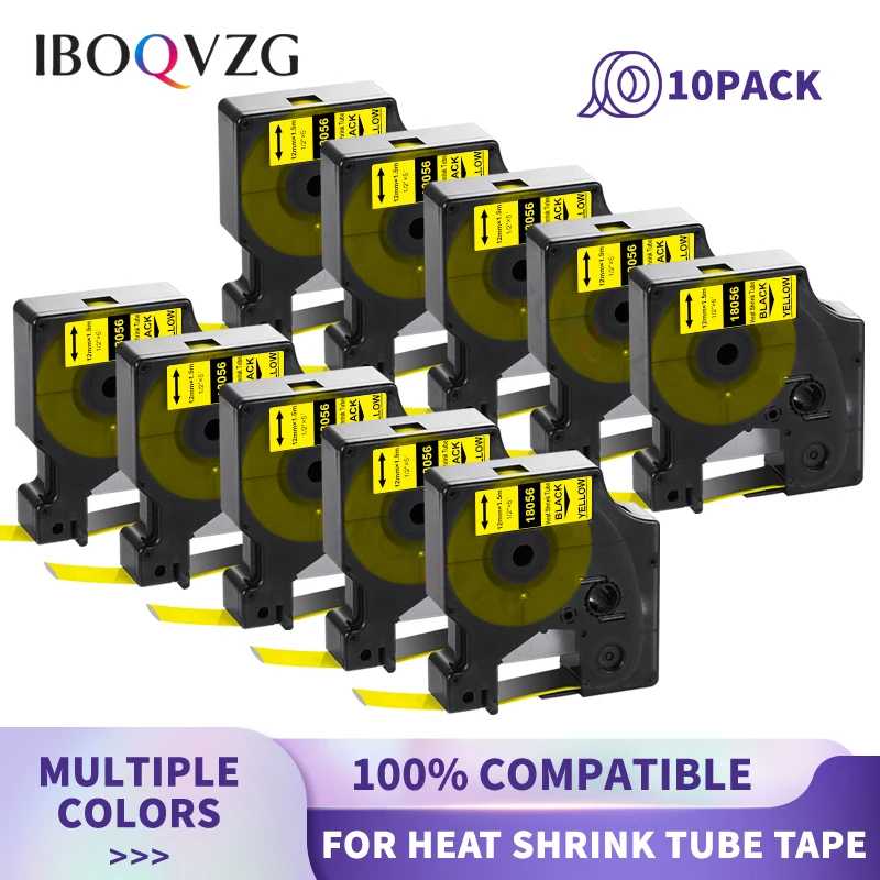 • 10Pack 18056 Nastro Termorestringente Compatibile Dymo Industrial Label Tape Per Dymo Rhino 4200 5200 6000 Macchina Per Etichettatrice