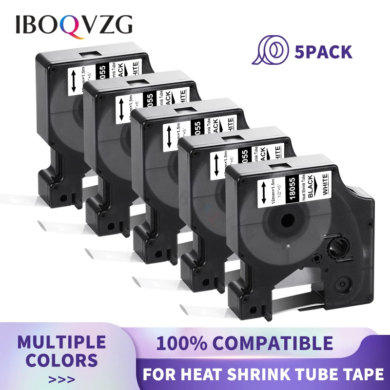 • 5Pk Per Dymo Tape Rhino Tubo Termorestringente 18055 18053 18051 18054 18056 Per Dymo Rhino 4200 5000 6000 6200 Etichettatrice Maker