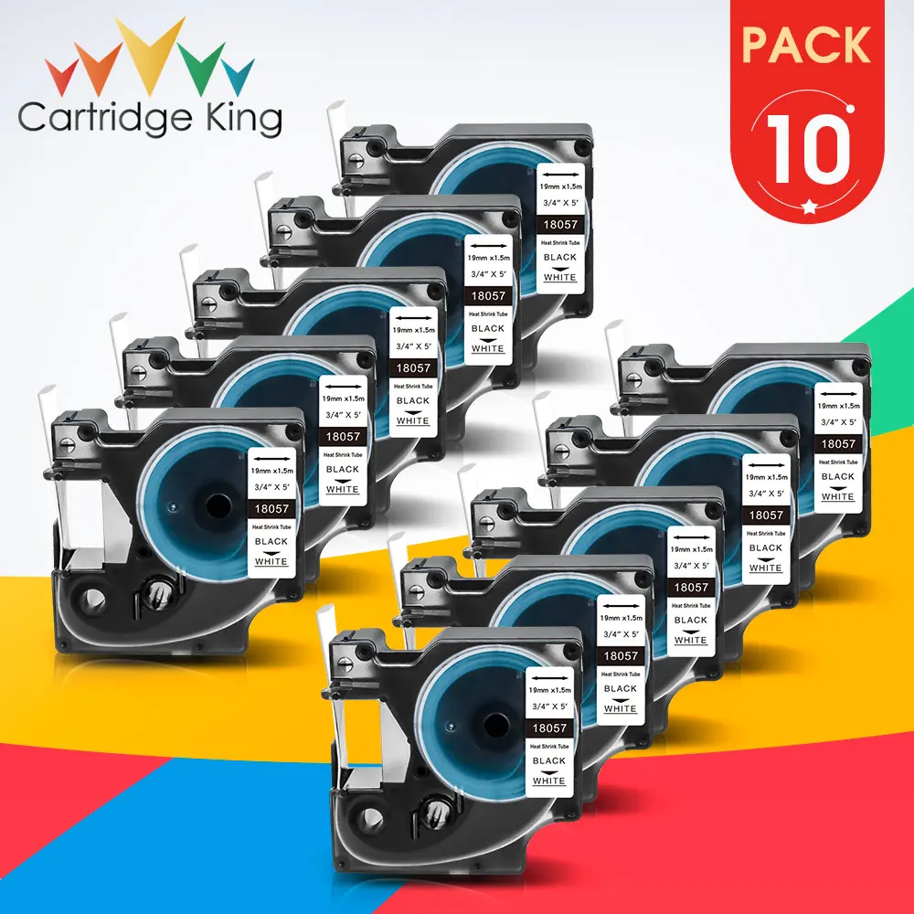 10Pk 19Mm 18057 Tubo Termorestringente Compatibile Dymo Etichette Industriali Nastro Lavoro Per Dymo Rhino 4200 5200 6000 Etichettatrice Macchina