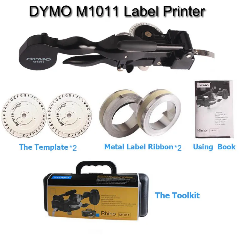 Dymo Rhino Labeller, Dymo M1011 Metal Tapewer Label Maker Kit Sistema Di Goffratura Alluminio Per Dymo 3D 35800, 31000, 32500
