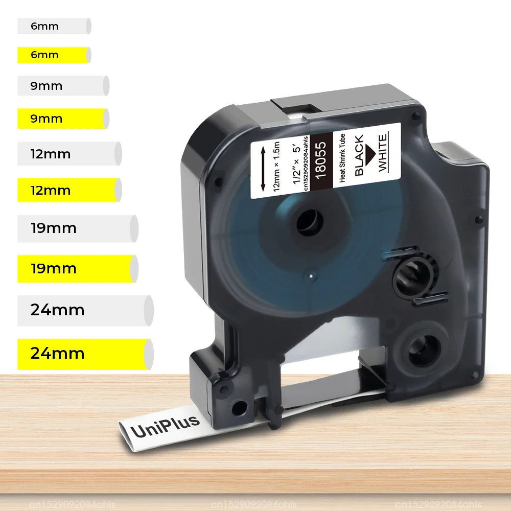 6/9/12/19/24Mm Nastro Compatibile Dymo Nastro Termoretraibile Dymo Nastro Termoretraibile Dymo Rhino 18055 18053 Per Etichettatrice Dymo