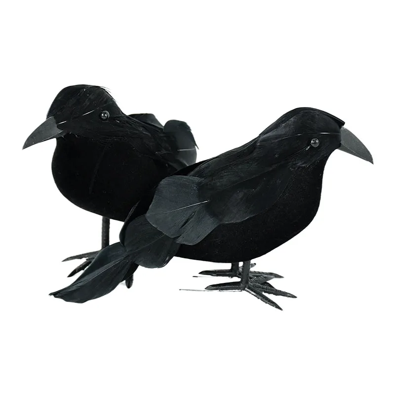 1/2Pc Halloween Black Crow Modello Animale Artificiale Simulazione Black Bird Raven Halloween Party Bar Home Garden Horror Decor Prop