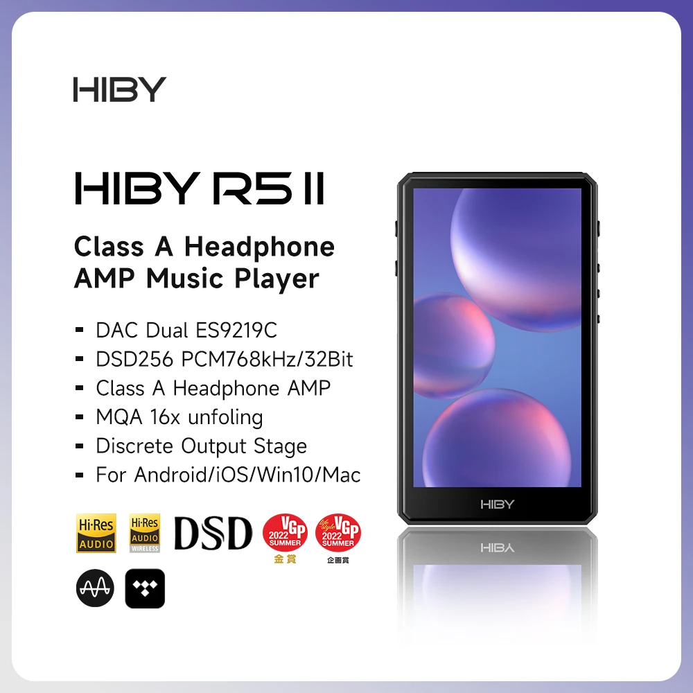 Hiby R5 Ii/ R5 Gen 2 Hifi Audio Music Player Mp3 Usb Dac Cuffie Amp Bluetooth Wifi Mqa Dsd Per Ios Mac Win10 Android Walkman
