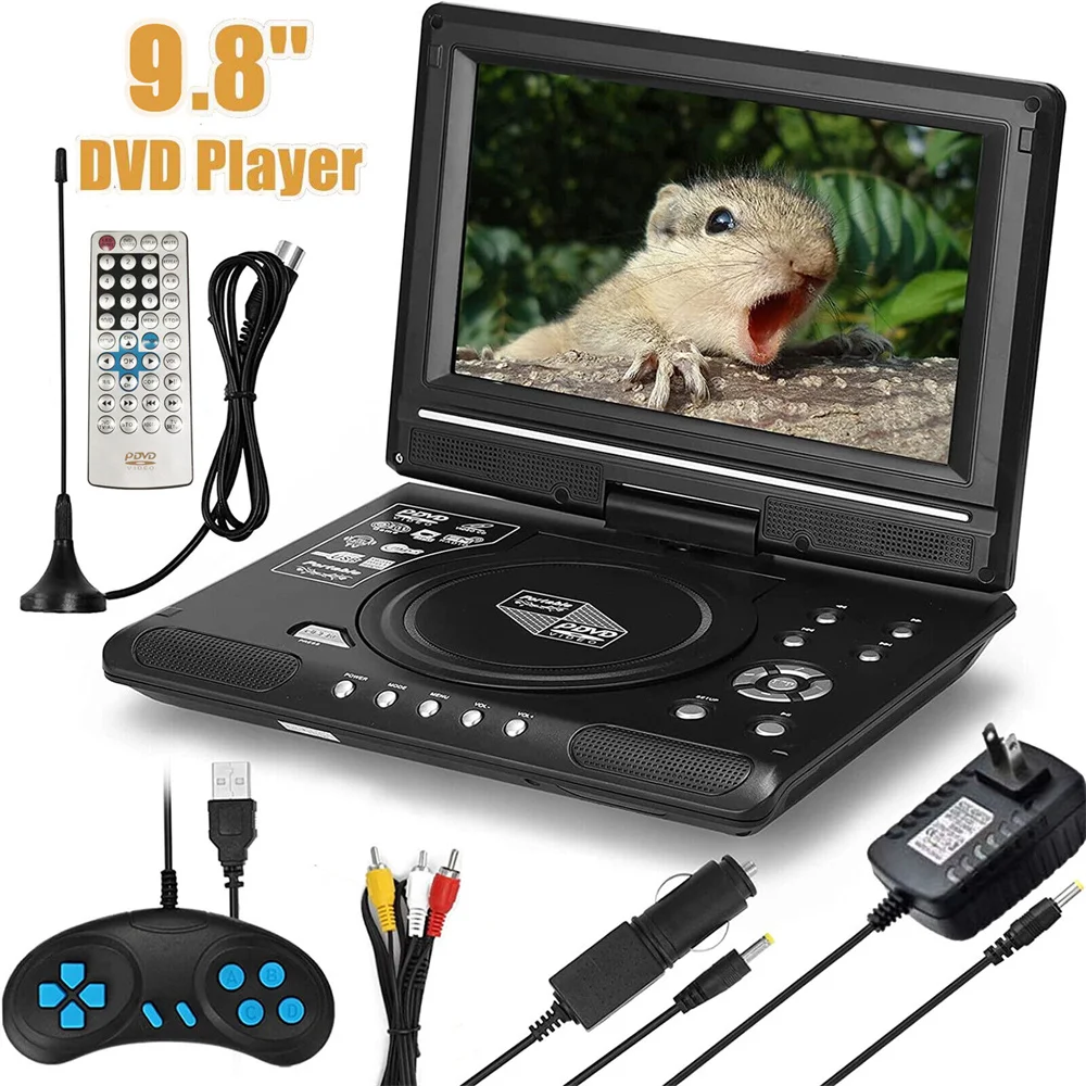 9 8 Lettore Dvd Portatile Lettore Video Hd Uscita Ingresso Av Auto Mini Tv Dispositivo Di Riproduzione Us Uk Eu Au Plug