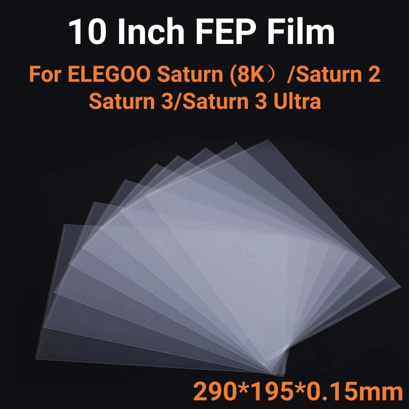 5 Pz Fep Film 10 Pollici 290*195Mm Per Elegoo Saturn Saturn 2 3 Ultra 0.15Mm Resina Uv Stampanti 3D Pellicole Di Rilascio Foglio Fep Lcd