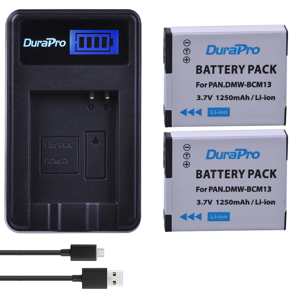 Durapro 2Pc Dmw-Bcm13 Bcm13 Batteria + Caricatore Usb Lcd Per Panasonic Lumix Zs27,Zs30,Zs35,Dmc-Zs40/Zs50,Ft5,Lz40,Tz41,Tz55