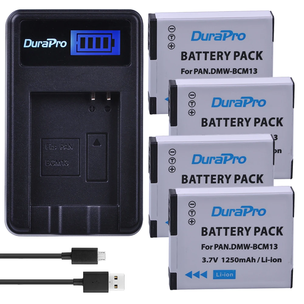 4 Pz Dmw-Bcm13 Dmw Bcm13 Bcm13 Batterie Per Foto/Videocamera + Lcd Usb Caricabatterie Per Panasonic Lumix Dmc-Zs27, Zs30, Zs35, Dmc-Zs40/Zs50, Ft5, Lz