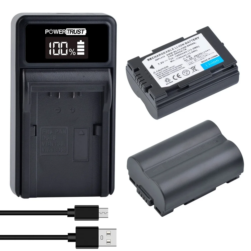 Cgr-S602 Dmw-Bl14 Caricabatteria/Usb Per Panasonic Lumix Dmc-L1 Dmc-L1K Dmc-L1Keg-K Dmc-Lc1B Dmc-Lc1Eg-K Dmc-L1Keb-K Dmc-Lc1