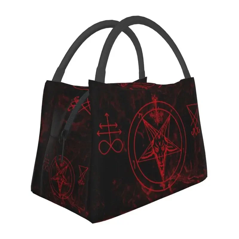 Baphomet Leviatano Cross Insulated Lunch Bags For Women Waterproof Devil Satanic Thermal Cooler Lunch Box Beach Camping Travel