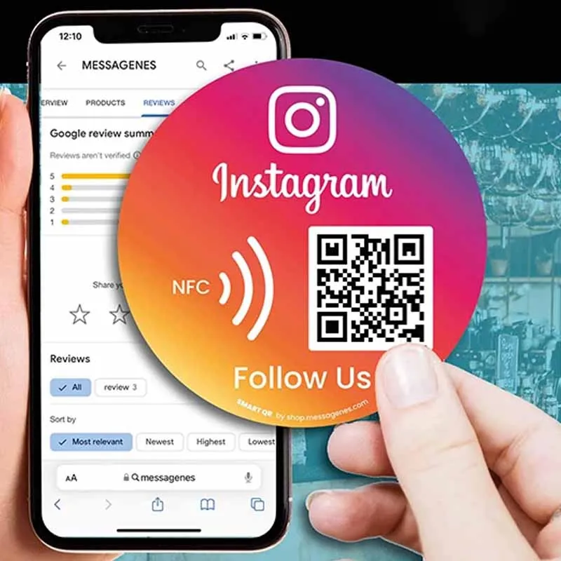 Personalizzato Acrilico Social Business Media Sign Nfc Tap Seguici Su Instagram Qr Code Sign Google Review Facebook Card For Shop Store