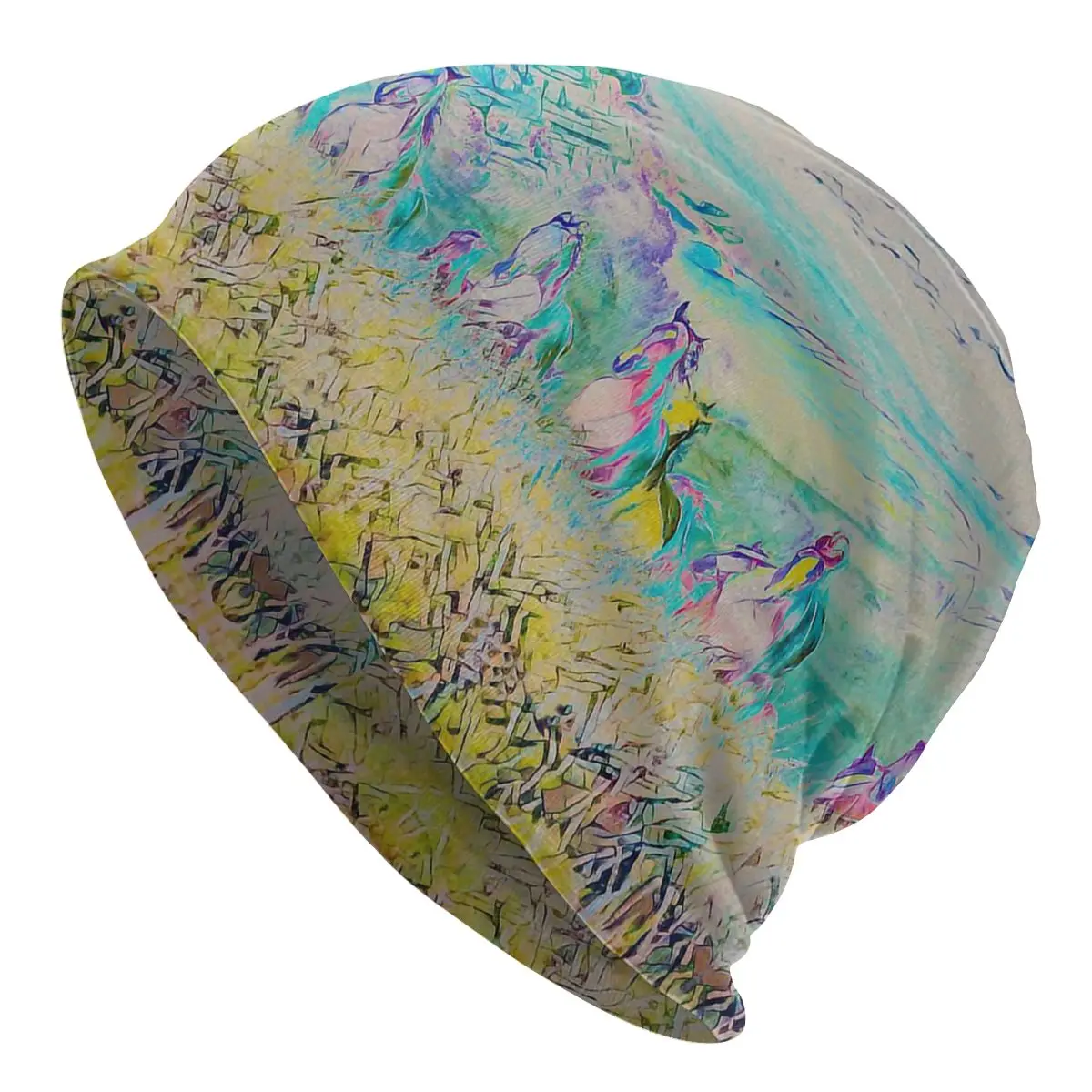 Vibrant Wild Horse Stamede Galoppo Horse Run Quickly Unisex Bonnet Thin Windproof Hats Skullies Hat Berretti Traspiranti