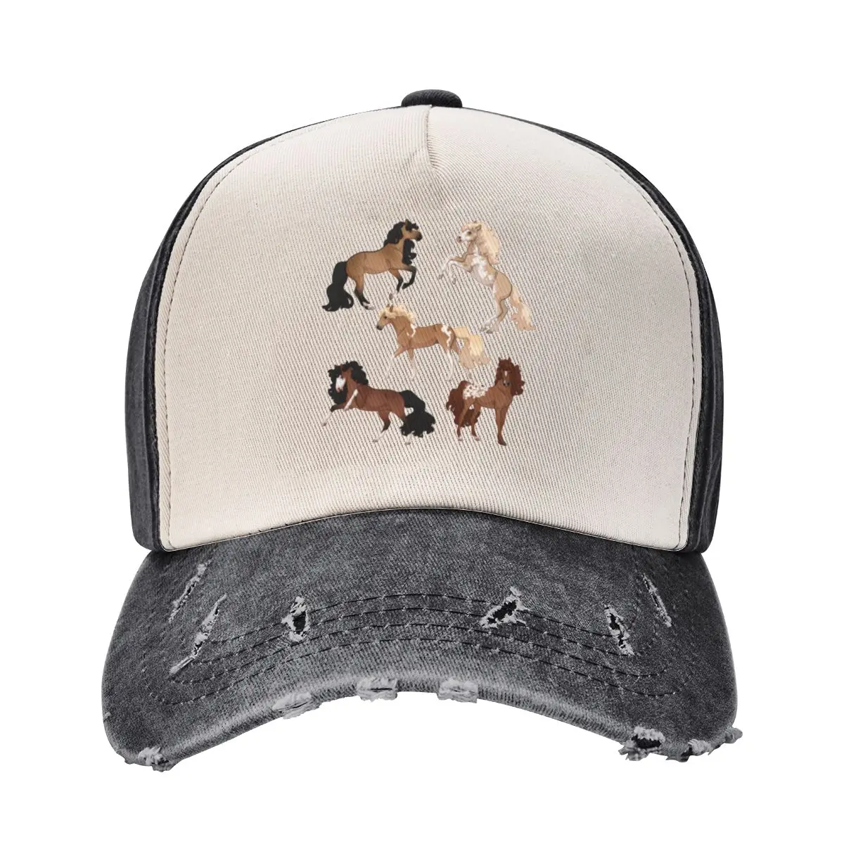 Running Brown Horse Stuff Berretti Da Baseball Unisex Galoppo Animal Distressed Denim Hats Cap Classic Outdoor Running Golf Headwear
