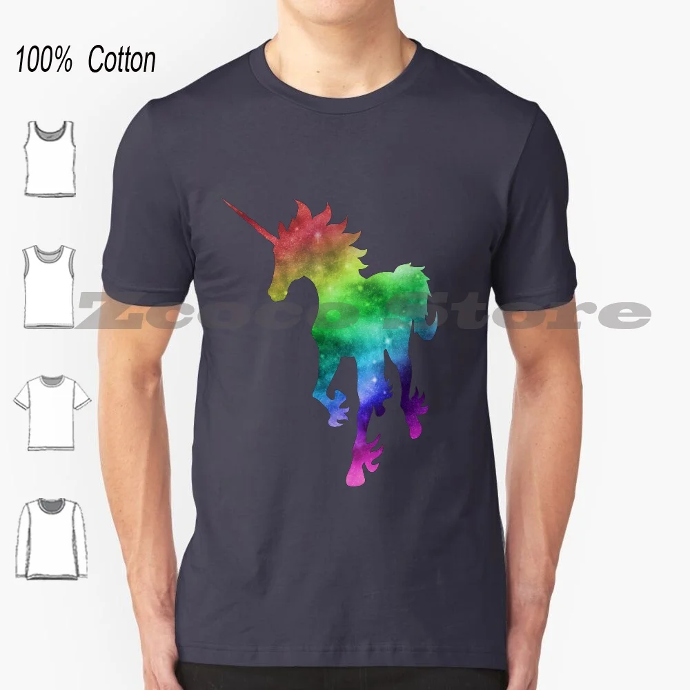 T-Shirt 100% Cotone Uomo Donna Modello Personalizzato Universe Stars Sky Night Dark Silhouette Spirit Guardian Animal Gallopping