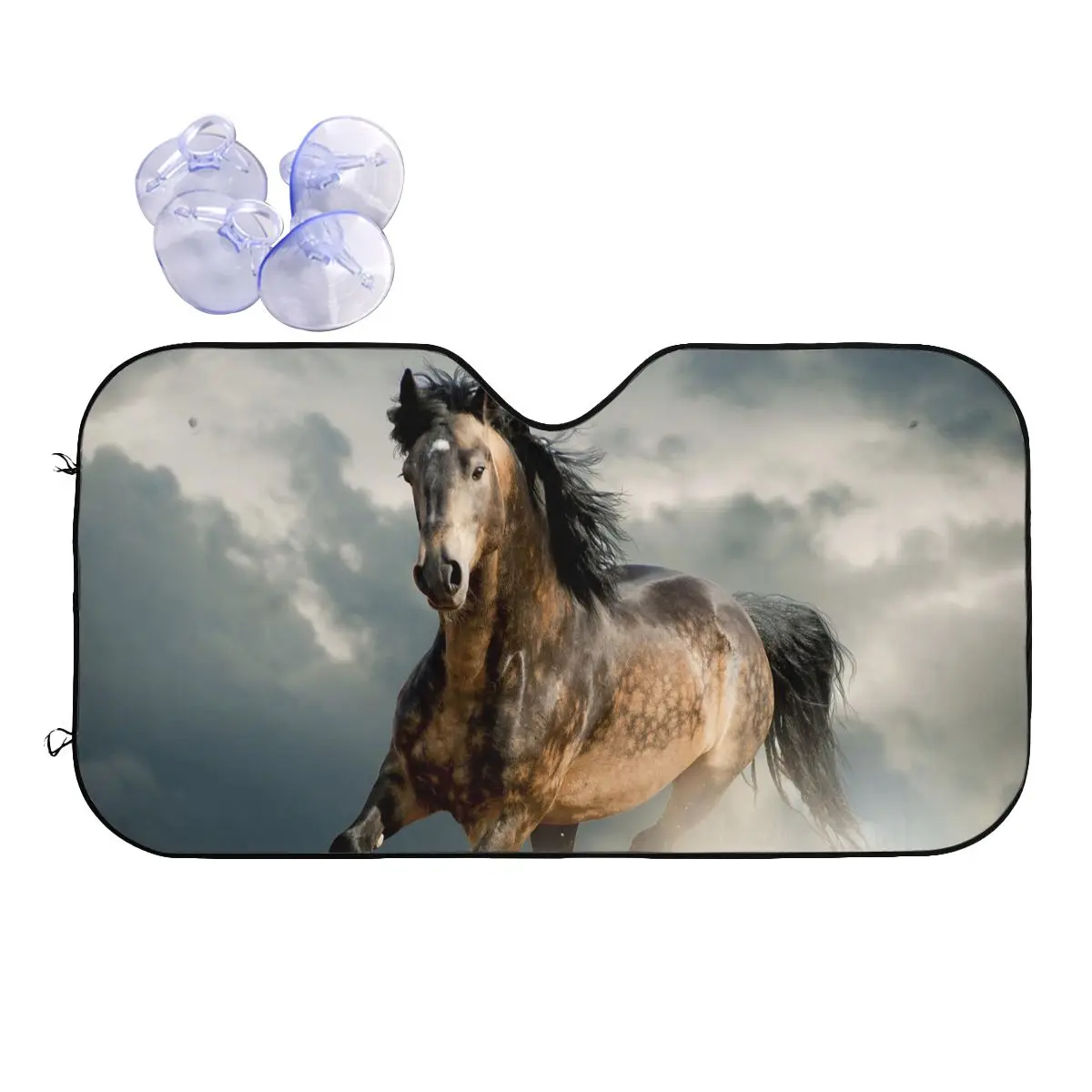 Wild Horse Animal Foldable Sunshade Windscreen 76X140Cm Galloping Horses Lovers Foils Car Window Windscreen Cover Uv Protector