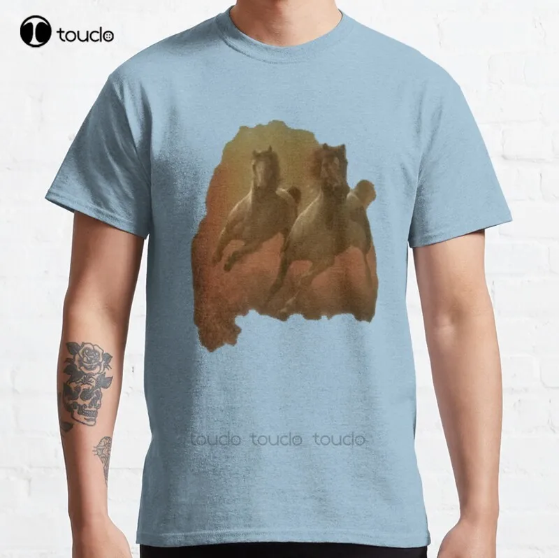 New Galloping Horses Shirt Classic T-Shirt Cotton Men Tee Shirt White T Shirt Custom Aldult Teen Unisex Fashion Funny New