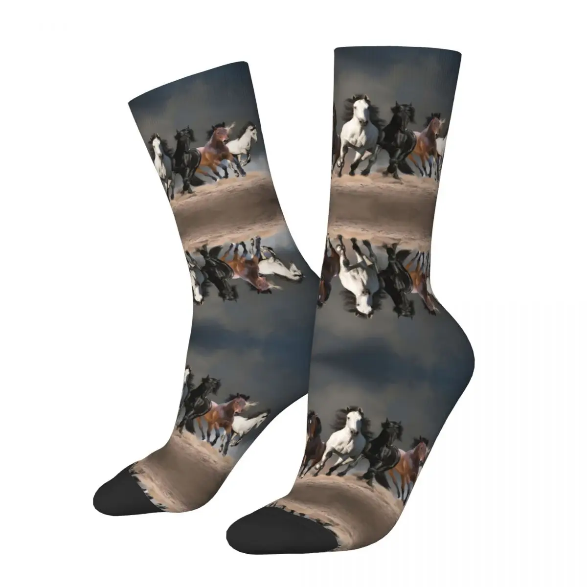 Hip Hop Vintage Herd Horses Calzini A Compressione Da Uomo Pazzi Unisex Galloping Horses Harajuku Calzino Divertente Stampato Senza Cuciture