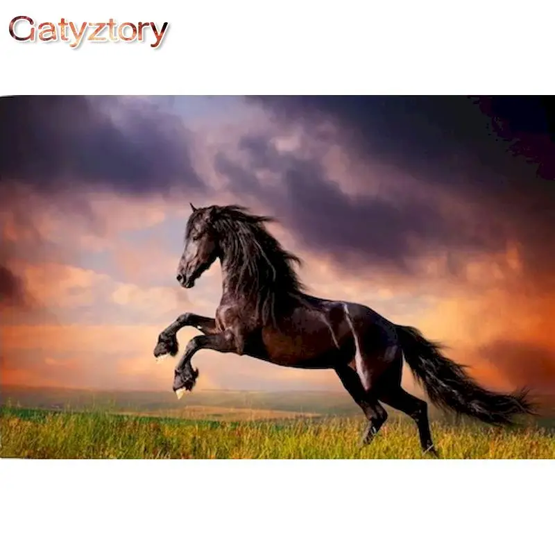 Gatyzproductcornice Dipinta Con Numeri Dipinti A Mano Colorazione Con Numeri Cavalli Al Galoppo Moderni Pittura Per Pittura Regalo Decorazione Della C