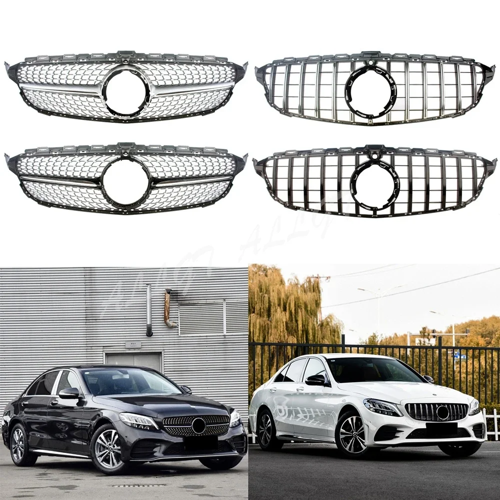Car Front Racing Facelift Upper Bumper Grille Grill For Mercedes-Benz W205 C Class C200 C250 C300 C350 2019 2020 2021