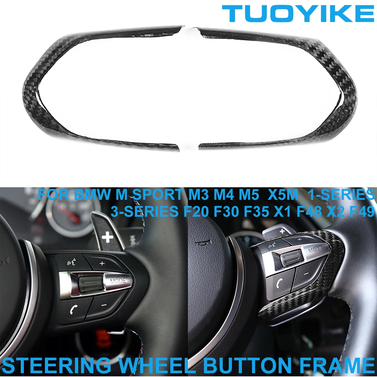 Rivestimento Del Telaio Del Pulsante Del Volante In Fibra Di Carbonio A Secco Reale Per Bmw M-Sport M3 M4 M5 X5M Serie 1/3 F20 F30 X1 X2 F48 F49