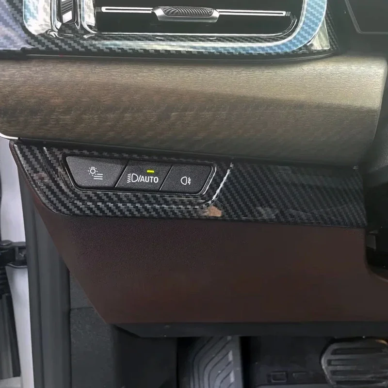 Per Bmw X1 U11 2023 2024 Car Headlight Switch Cover Frame Trim Sticker Parts Accessori-Abs Fibra Di Carbonio