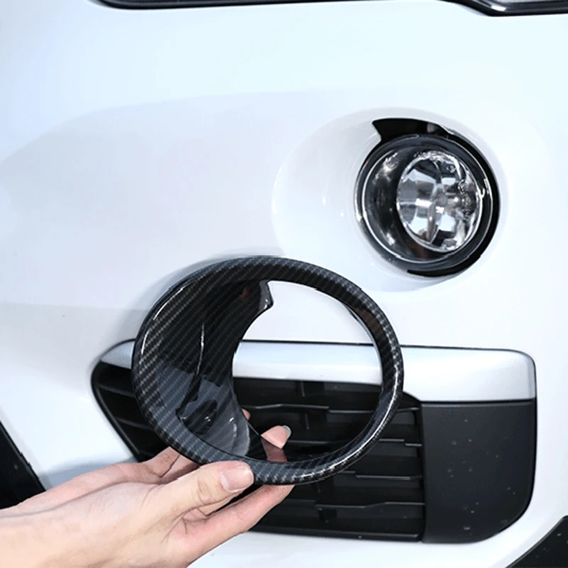 Una Coppia In Fibra Di Carbonio/Chrome Polish Anteriore Della Luce Di Nebbia Coperchio Della Lampada Trim Accessori Per Bmw X1 F48 2016 2017 2018 2019