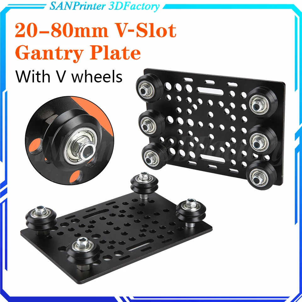 20-80Mm V-Slot Gantry Set V-Wheel Alluminio 2080 Piastra Gantry Con V Wheel Pom Kit Per Profili Macchina Cnc Parte Stampante 3D