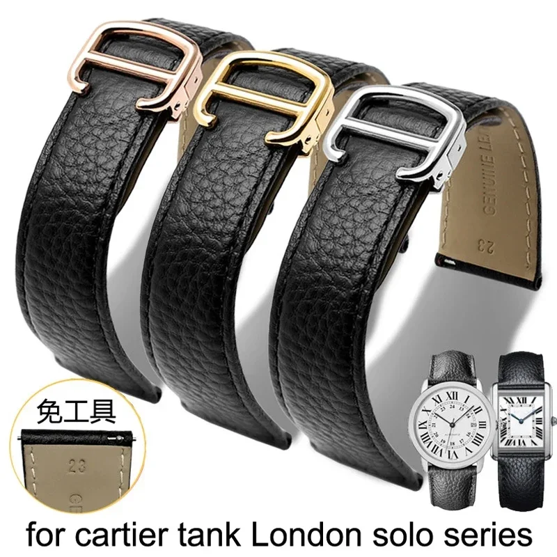 Il Cinturino In Pelle Litchi È Adatto Per Cartier Tank London Solo Series Wsta0029 Wsta0030 Cinturino In Pelle 23Mm Per Uomo E Donna