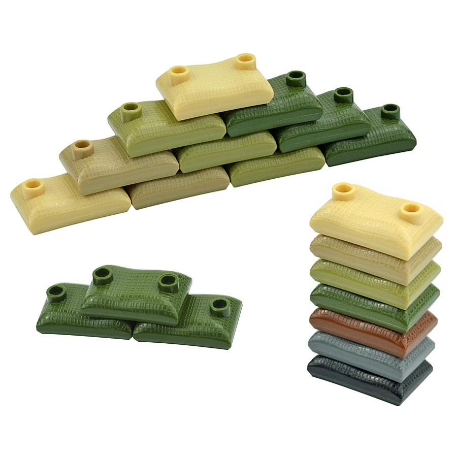 33Pcs Moc Ww2 Army Military Sandbags Serie Di Scene Fai Da Te Parti Soldati Figure Arma Building Blocks Giocattoli Compatibili Per Bambini