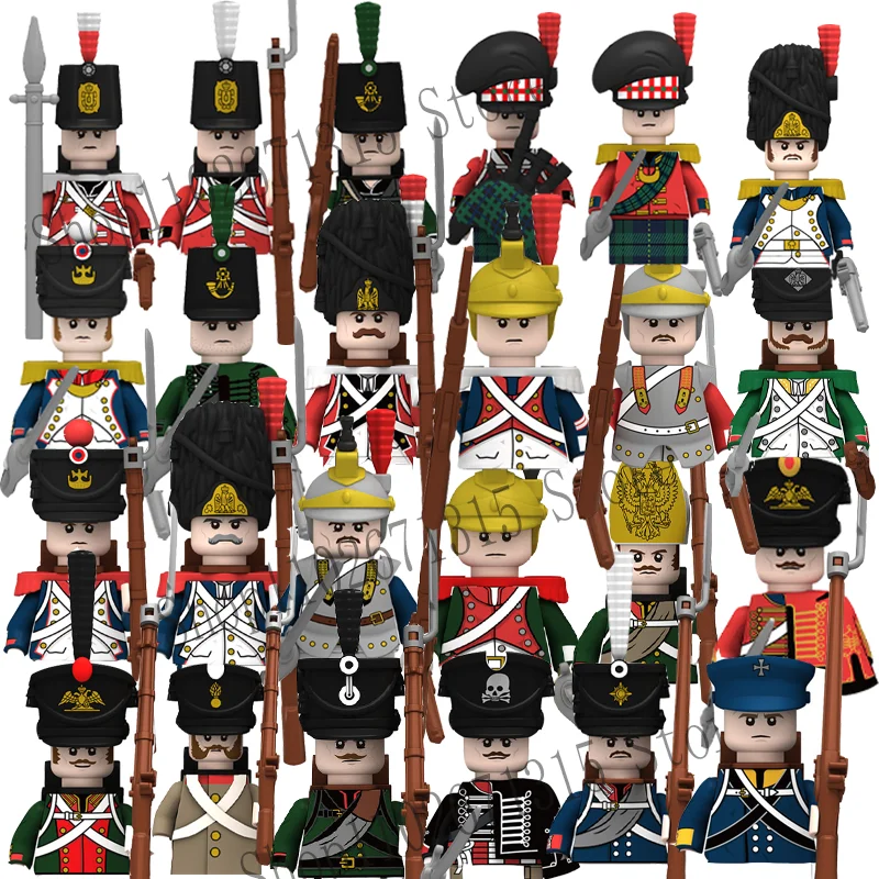 Military Wars Military Mini Soldiers Building Blocks Ww2 Prussia Russia French British Fusilier Rifles Bagpiper Bricks Kid Toy