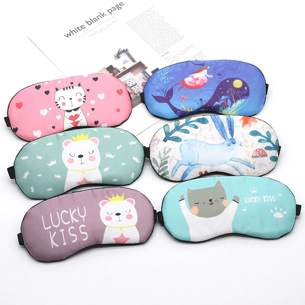 Cute Sleep Mask Cartoon Animal Sleep Eye Mask Relax Light Proof Night Skin-Friendly Eye Covers Soft Eye Patch Per Bambini