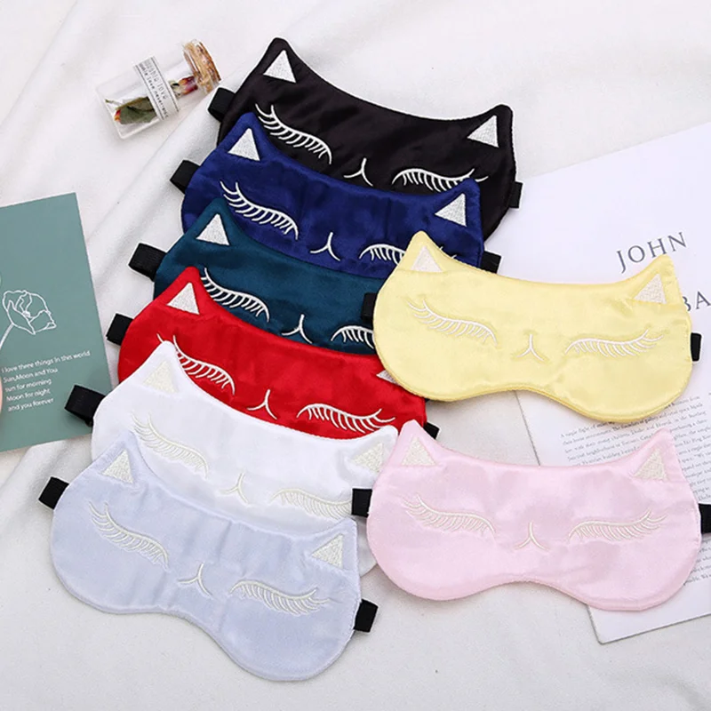 Imitato Silk Sleep Eye Mask Night Mask Eyes Cover Smooth For Women Men Fox Travel Relax Eyeppatch Night Traspirante Blindfold