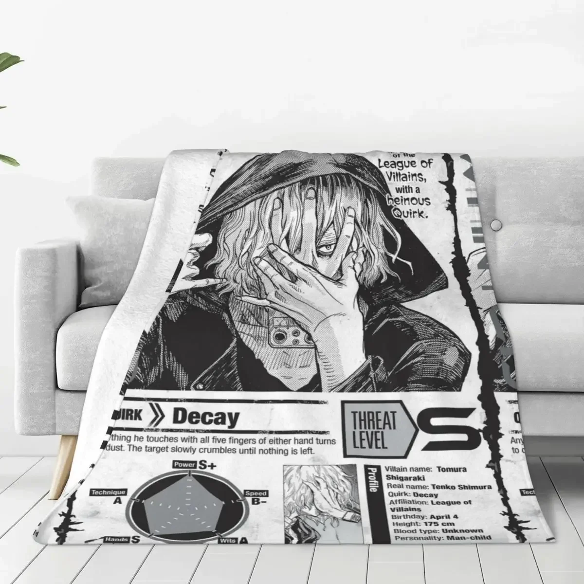 My Hero Academia Manga Tomura Shigaraki Coperte Fuzzy Throw Coperta Summer Air Conditioning Decoration Soft Warm Bedsprea