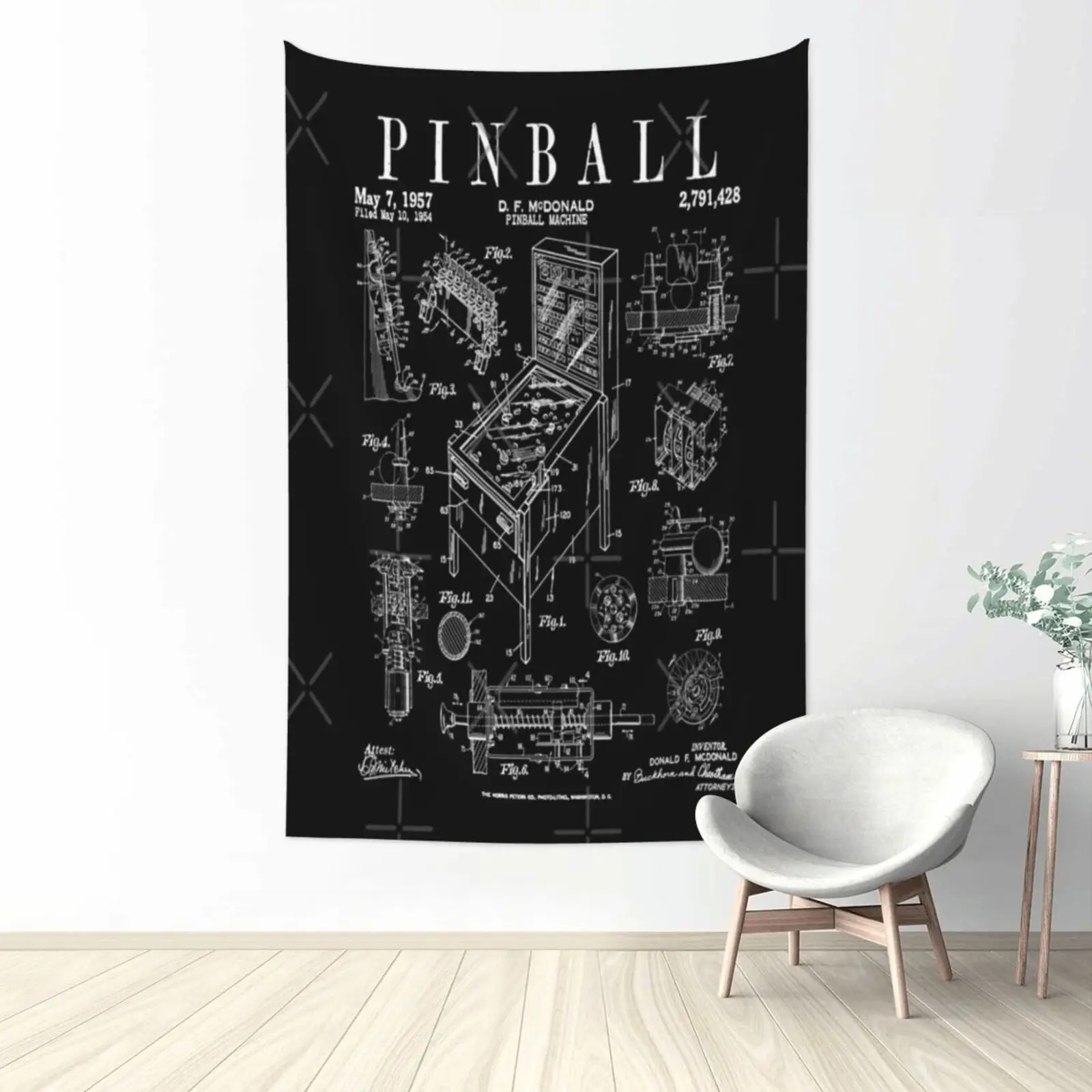 Flipper Arcade Gaming Machine Vintage Gamer Wall Hanging Rivestimenti Murali Arazzo Verticale