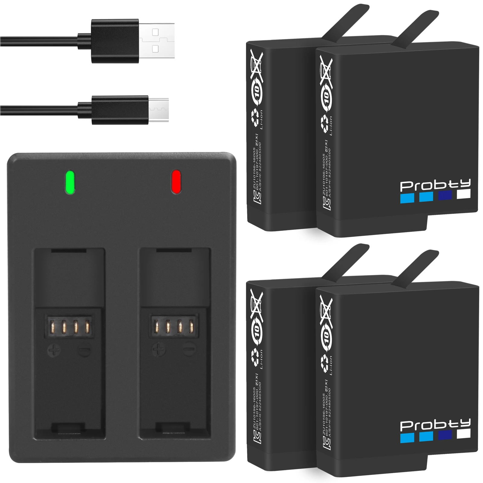 Probty Originale Per Gopro Hero 5 Hero 6 Hero 7 Black Battery Aabt-001 Batteria Completamente Decodificata 1680Mah Gopro Hero 5 Hero 7 Hero 6